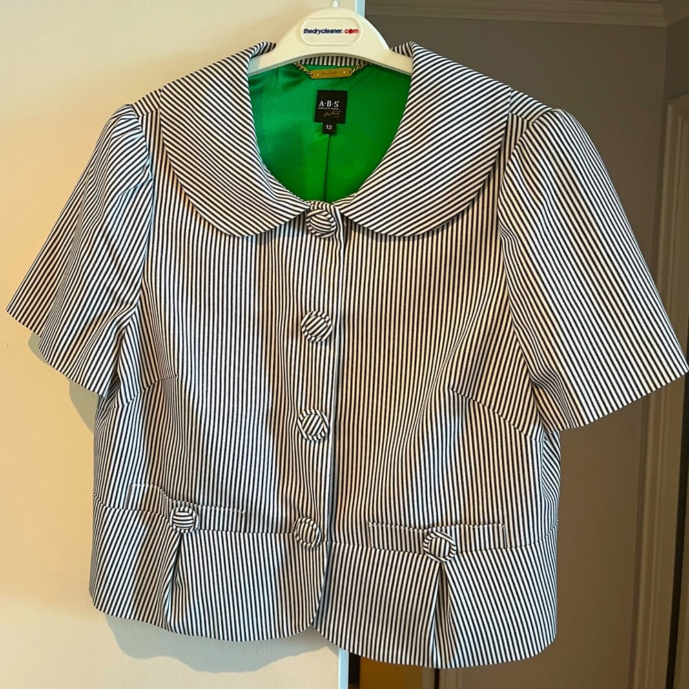 A.B.S. Puff Sleeve Striped Blazer
